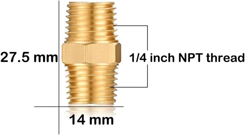 YELUN 1/4 Inch NPT Brass Male Hex Nipple Air Hose Quick Connect Adapter,Industrial Solid Brass Air Hose Fittings Plug Kit,Air Compressor Fittings(Male Hex Nipple 10 Piece) - Image 2